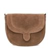 Braune Schultertasche aus Veloursleder