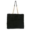 Schwarzer Veloursleder-Shopper mit goldfarbener Kette