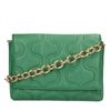 Groene doorgestikte schoudertas met goudkleurige chain