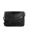 Zwarte schoudertas met crocoprint