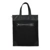 Zwarte canvas shopper met leren details