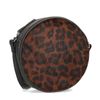 Ronde zwarte schoudertas met ponyhair