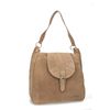 Beige suède handtas met gouden details