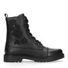 Bottines à lacets en cuir avec fleurs brodées - noir