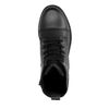 Bottines à lacets en cuir avec fleurs brodées - noir