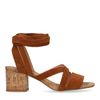 Cognac suède sandalen met hak
