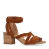 Cognac suède sandalen met hak
