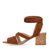 Cognac suède sandalen met hak