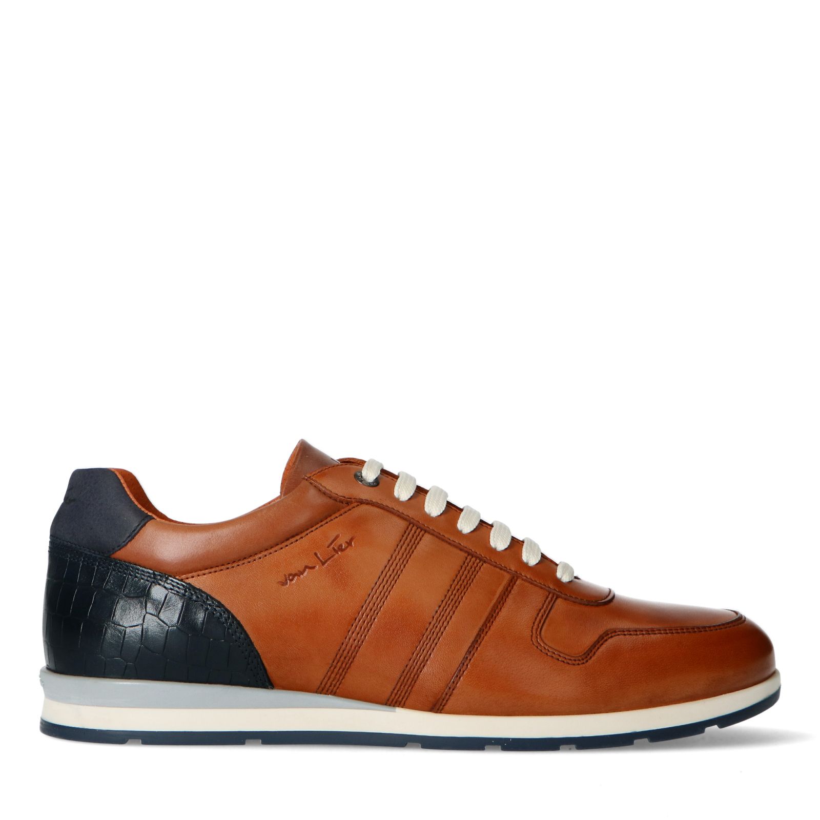 Cognac leren sneakers - Heren | MANFIELD