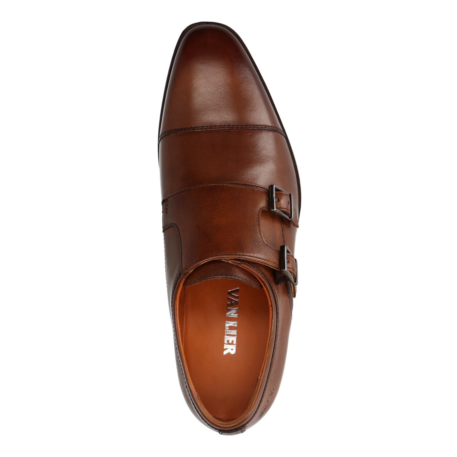 Cognac leren gespschoenen - Heren | MANFIELD