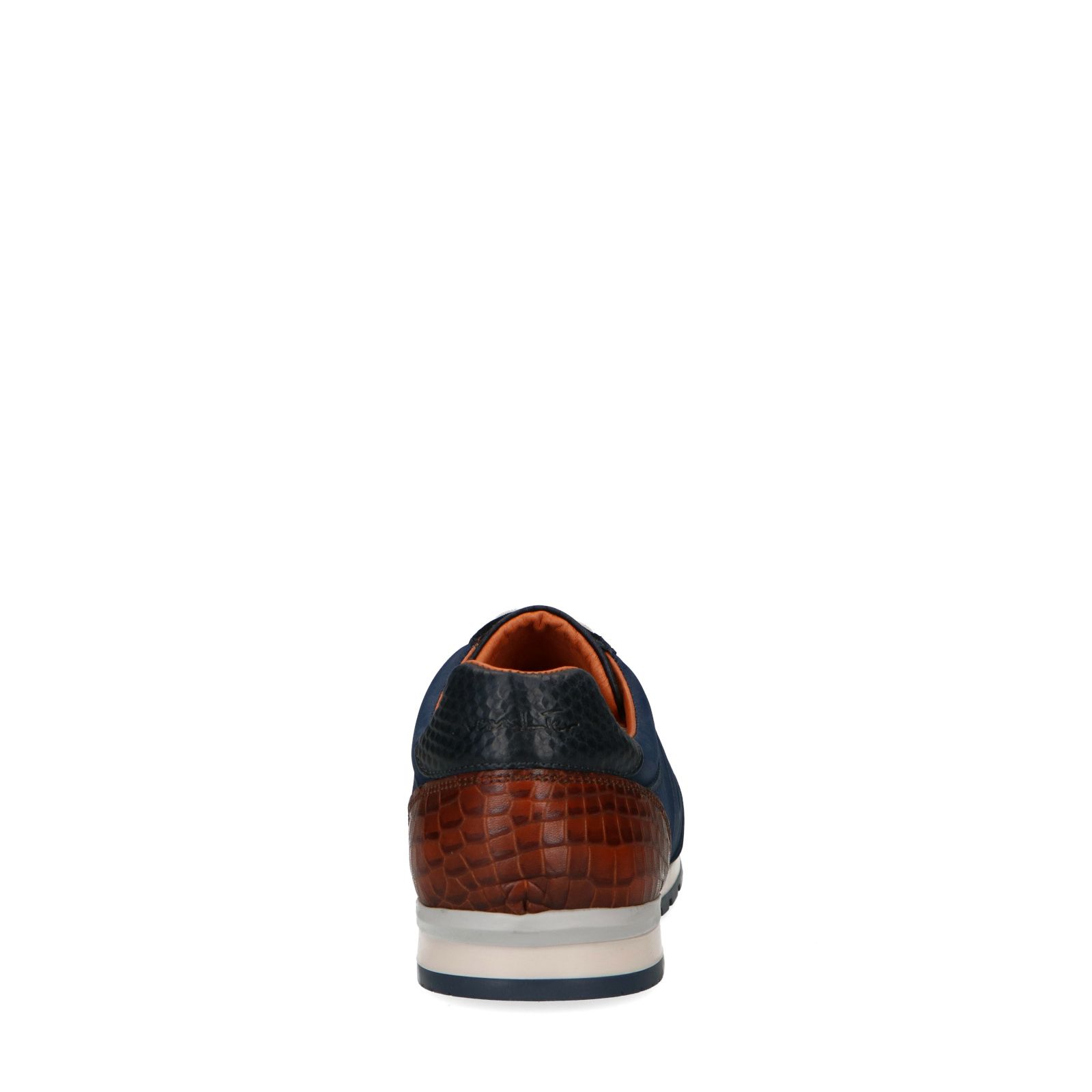 Blauwe nubuck sneakers met croco detail - Heren | MANFIELD