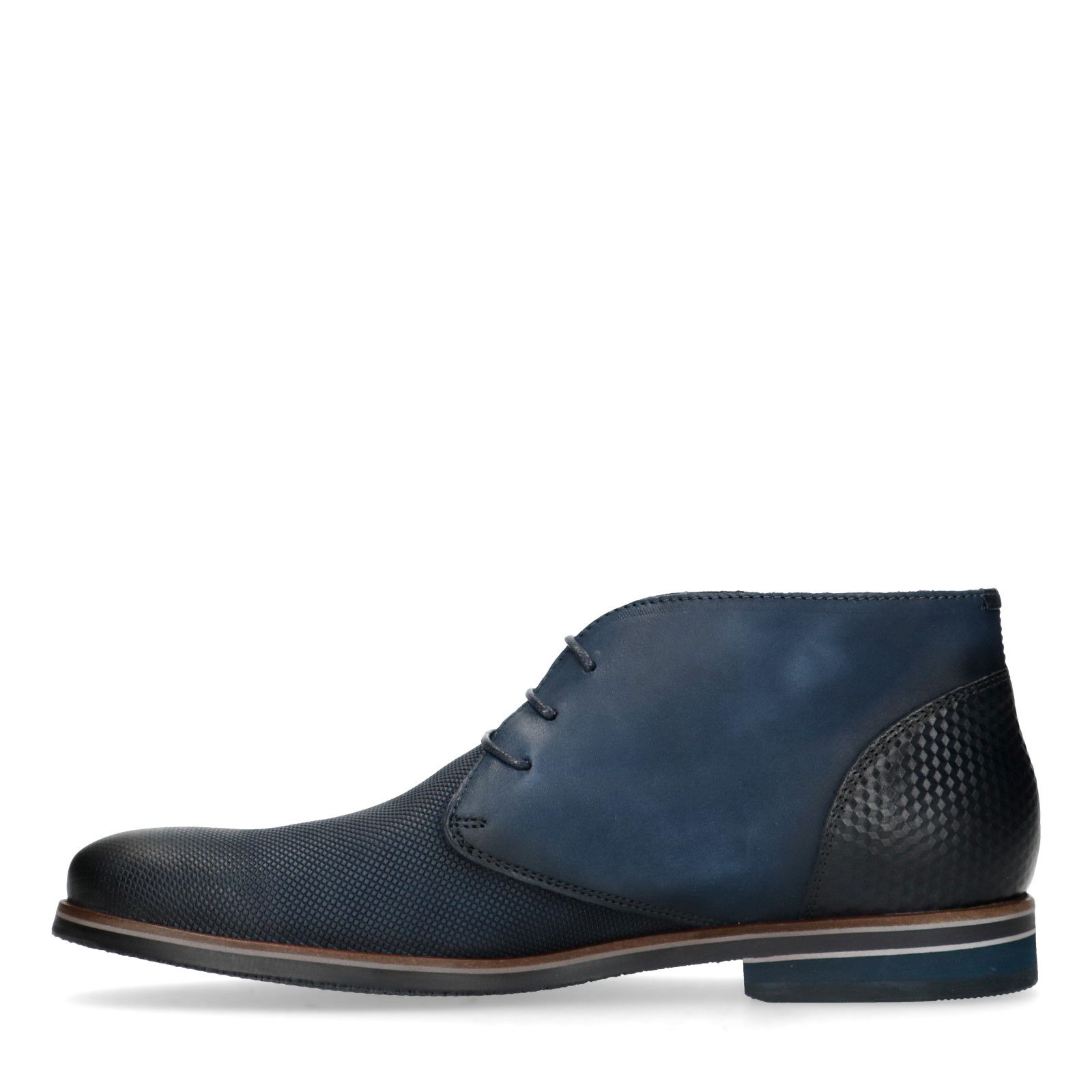 Blauwe leren veterboots Heren MANFIELD