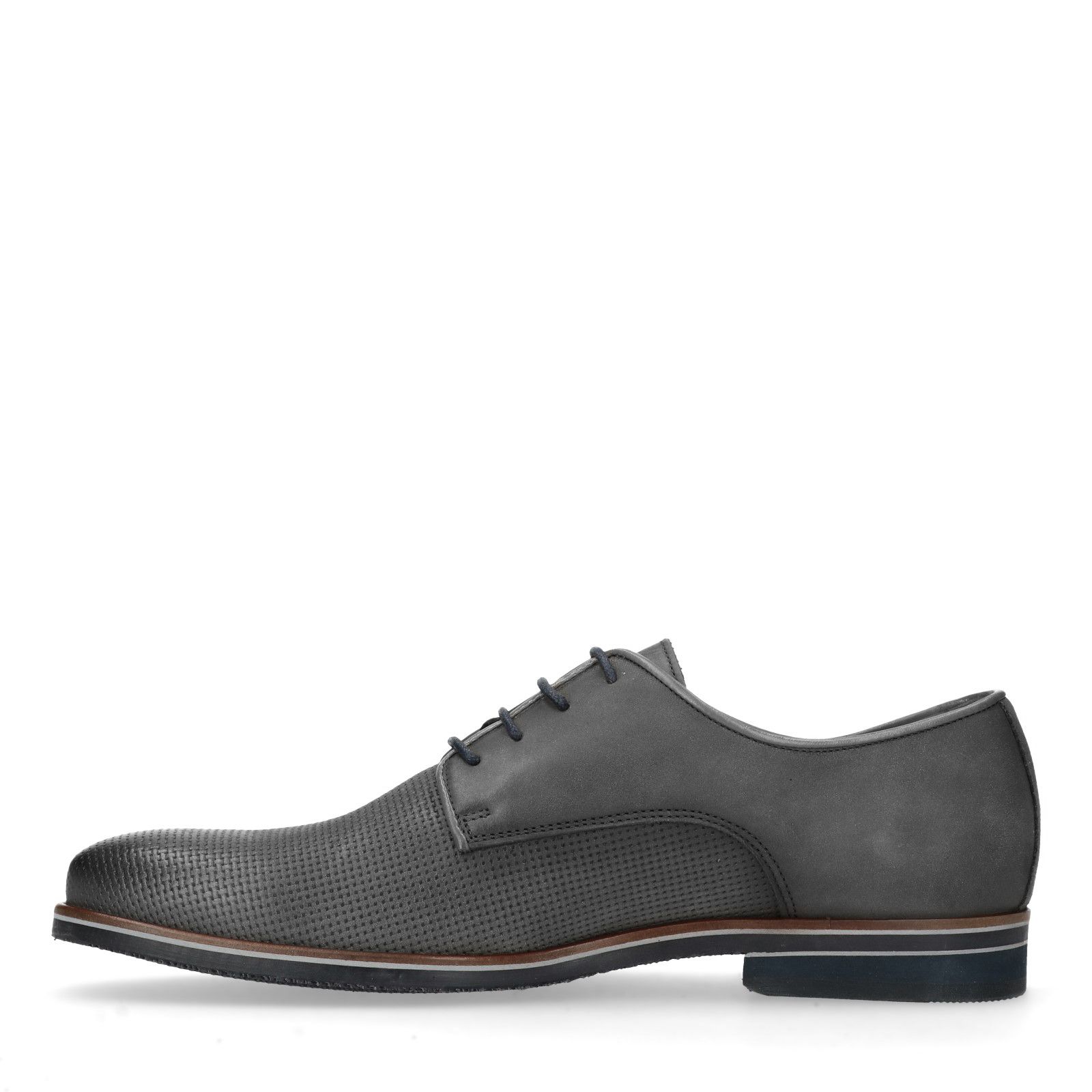 Grijze veterschoenen met structuur - Heren | MANFIELD